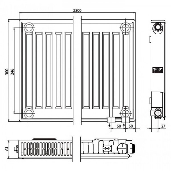 Стальной панельный радиатор Kermi FTV(FKV) 11 400x900