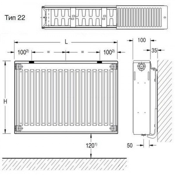 Стальной панельный радиатор Buderus Радиатор K-Profil 22/300/2000 (36) (B)
