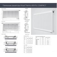 Стальной панельный радиатор Тип 22 Royal Thermo VENTIL COMPACT 22-600-800