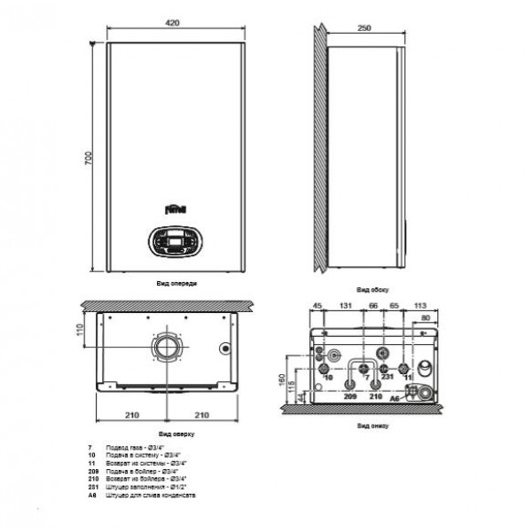 Настенный одноконтурный газовый котел Ferroli Bluehelix TECH RRT 24H