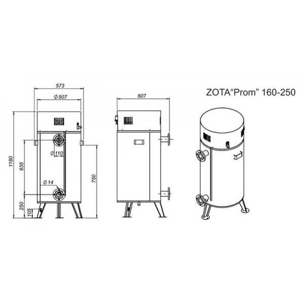 Российский электрический котел Zota 160 Prom