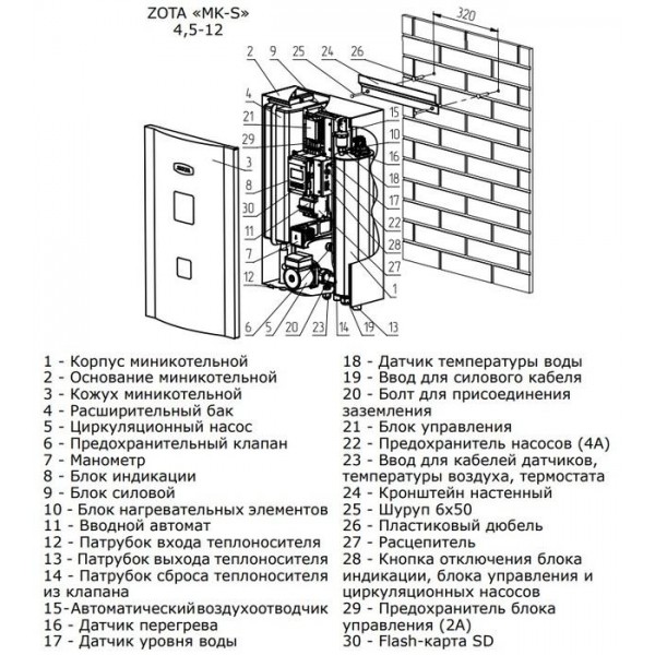 Российский электрический котел Zota 4,5 MK-S