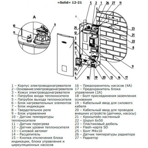 Российский электрический котел Zota Solid-18