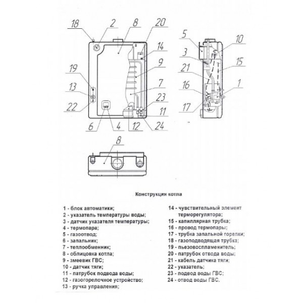 Настенный газовый двухконтурный котел Боринское ИШМА - 12,5 БСК контур ГВС медный