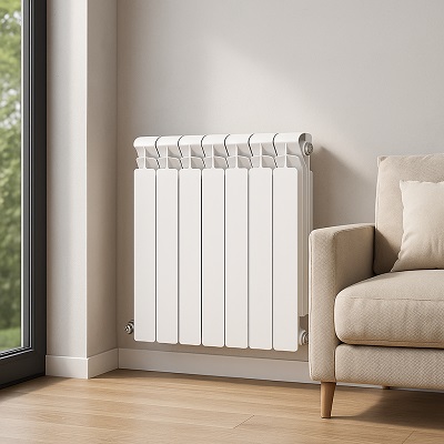 Биметаллический радиатор Rifar Monolit 500 белого цвета, современный дизайн, фото отопительного прибора